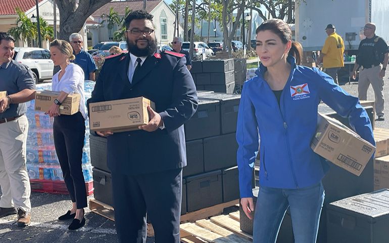 Florida’s First Lady, Casey DeSantis, Visits Food Distribution Center Supplying Salvation Army Canteens 