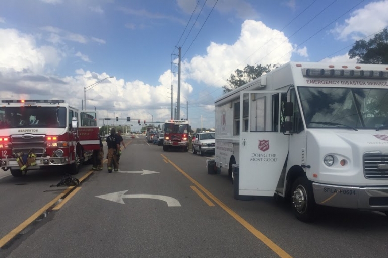 The Salvation Army Supports Fire Fighters at Tire Factory Fire in Bradenton, FL
