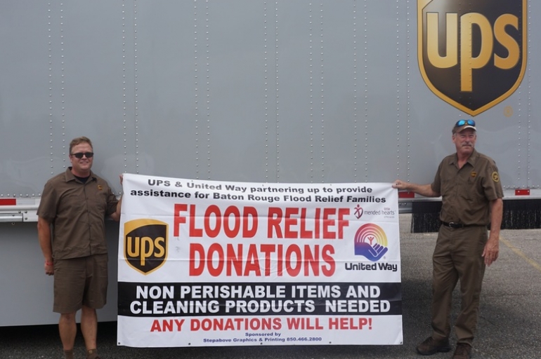 UPS Employees Deliver Two Truck Loads of Supplies for Flood Relief