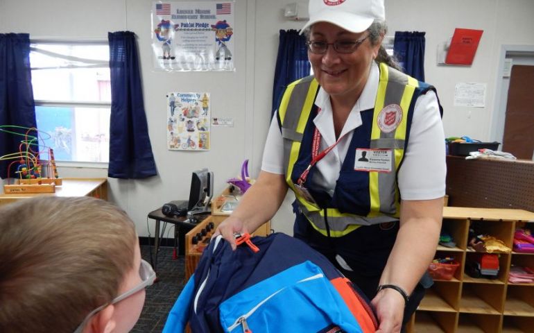 Salvation Army Distributes Backpacks to Students Affected by Hurricane Michael