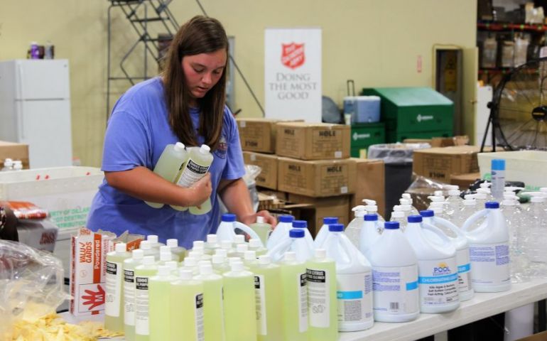 Salvation Army Volunteers Pack Clean-Up Kits As Hurricane Dorian Heads Up Florida Coast