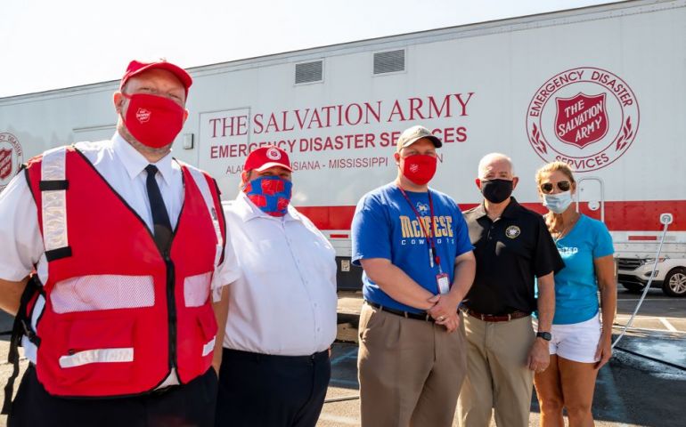 Lake Charles Mayor Nic Hunter Visits Salvation Army Hurricane Laura Relief Operations